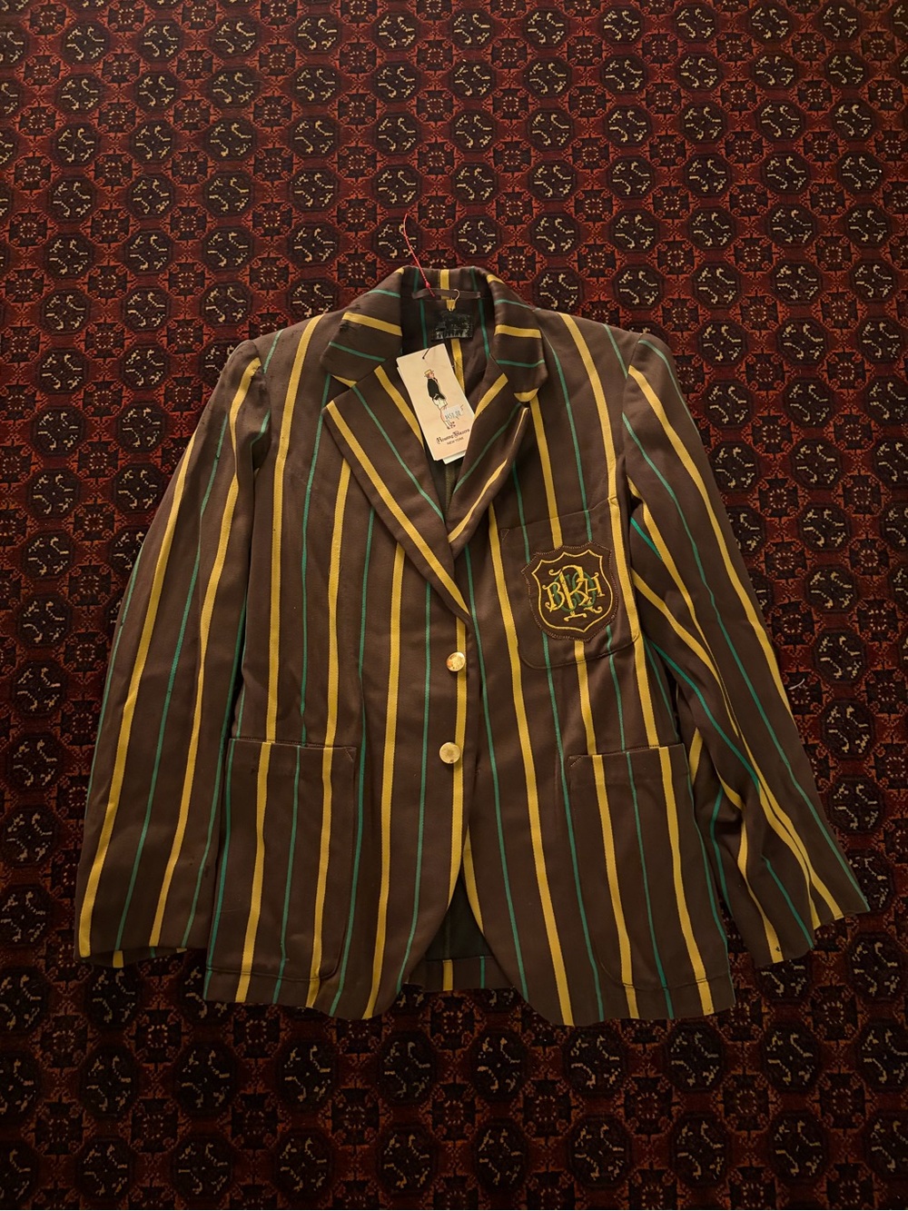 Vintage Striped Boating Blazer Jacket with "BRH" Crest – Size S/XS